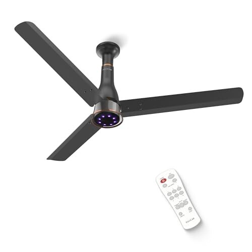 Polycab Wizzy Prime 1200mm BLDC Ceiling Fan with remoteMatt Black