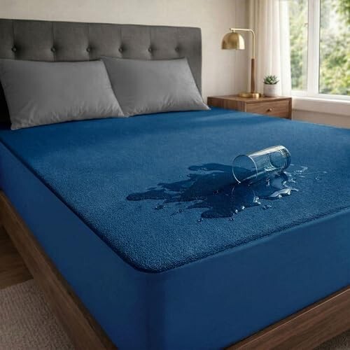 Premium 100% Waterproof Mattress Protector King Size, 72x72 Inches | Breathable and Hypoallergenic Ultra Soft Fitted Bed Protector Cover 72"x72" - King, Royal Blue