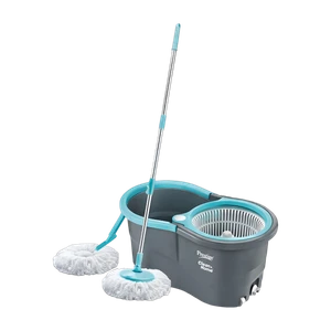 Prestige Alpha with 2 Microfiber heads 360 Degree Spinner Mop Set (Grey, Blue)