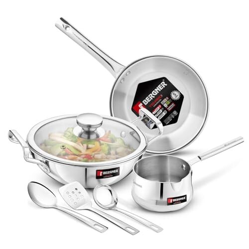 Bergner TriPro 7 Pcs Tri-Ply Stainless Steel Induction Bottom Cookware Set 