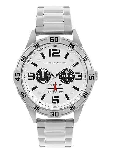 French Connection Comet Multifunction Silver Round Dial Stainless Steel Strap | Casual | Premium| Wrist Watch for Men - FCC04SM