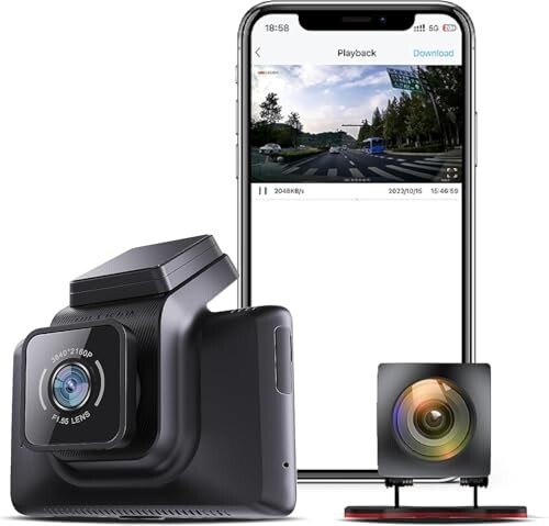 Hikvision Car Dash Camera K5|2K Dual Channel|3 Inch Touch Screen|2K Front HD |1080P Rear HD|140° Coverage|G Sensor|Voice Recognition|Emergency Recording|256GB SD Support,Black Without Hardwired KIT