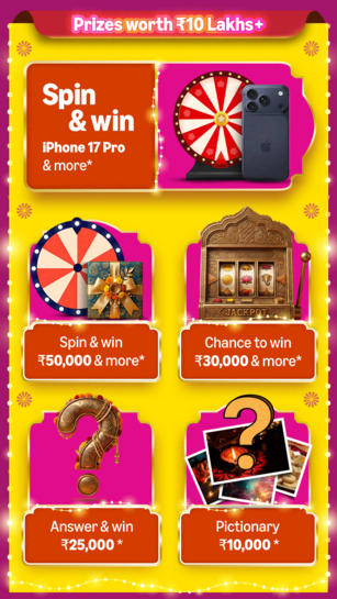 Great Indian Festival Games - Spin & Win, Jackpot & Quiz
