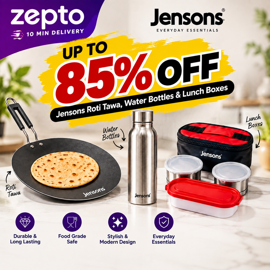 Up to 85% Off Jensons Roti Tawa, Water Bottles & Lunch Boxes