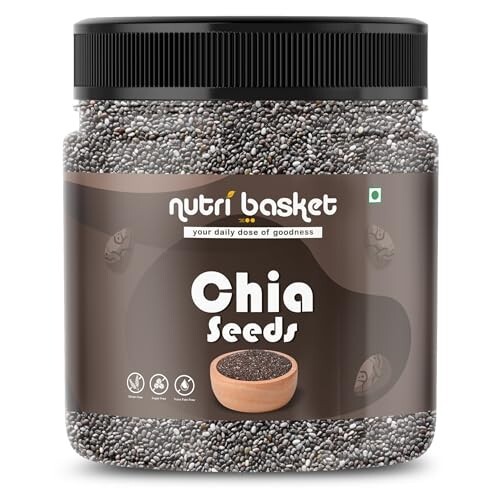 Nutribasket Premium Chia Seeds 750g | Raw & Non-GMO Chia Seeds for Eating | Rich in Fiber, Protein, Calcium & Omega 3 | Healthy Superfood for Smoothies, Salads, Baking & Diet Food
