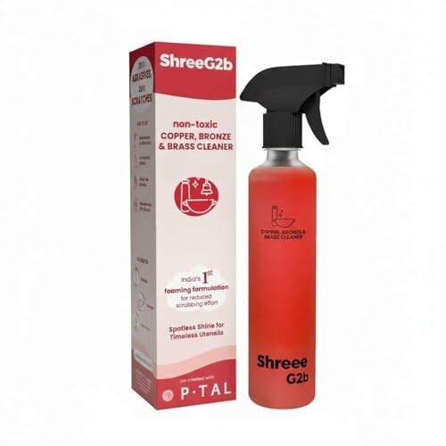Copper, Bronze & Brass Cleaner Spray | 500 ML | zero Abrasives, zero Scratches | Non-Toxic, Plant Based | Suitable for Drinkware, Cookware, Idols & Diyas | Co- Created with P-TAL (1 Pack)