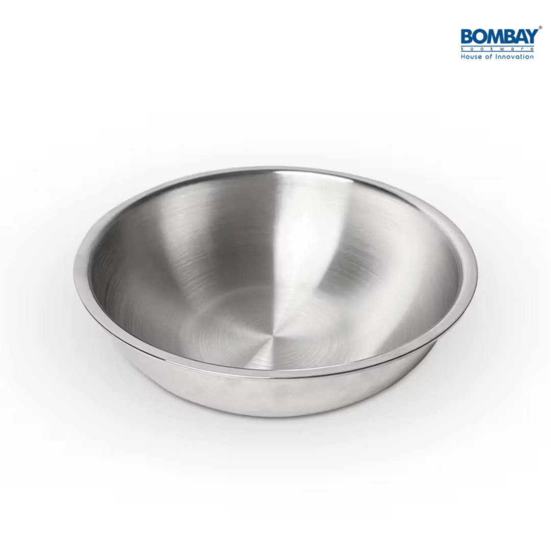 Zepto - Bombay Kookware Stainless Steel Tasra, Triply Kadai Without Handle 24 cm | 2 Litre(location specific)