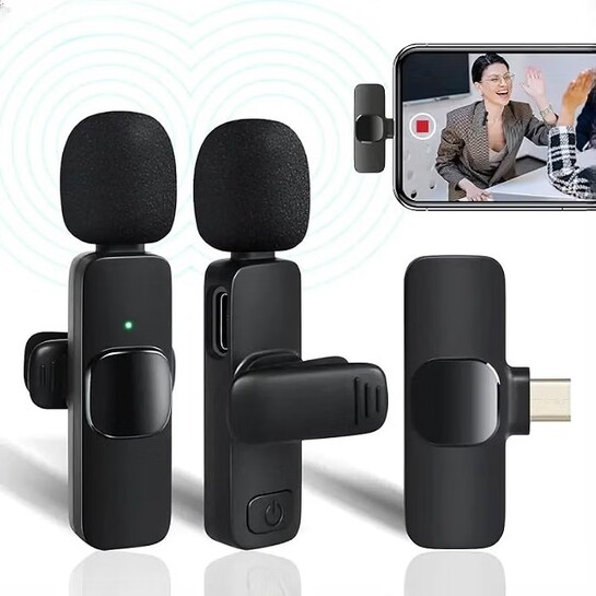 TECHNOVIEW 2.4 Ghz Omnidirectional Lavalier Wireless Dual Microphone with Noise Cancallation