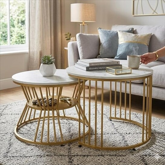 Solimo Nature Haven Round Nesting Coffee Table Set of 2  @1511