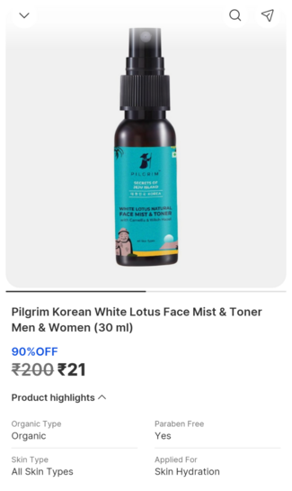 [90% off] Pilgrim Korean White Lotus Face Mist & Toner Men & Women