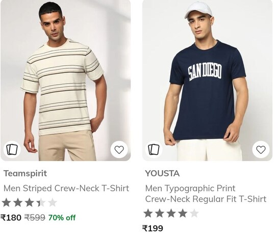 AJIO - Topwear Clothing Under ₹199