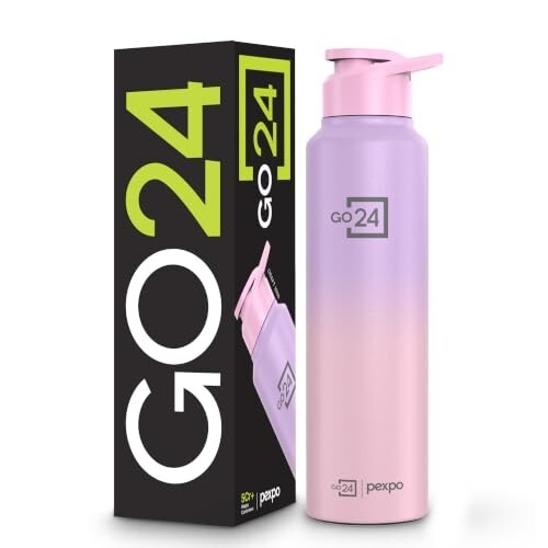 Go24 pexpo Stainless Steel Water Bottle 1 ltr, Fridge Bottle