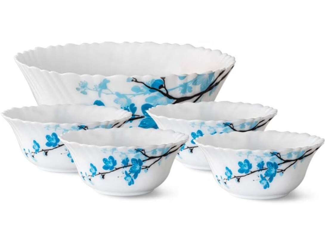 Larah by Borosil Mimosa Fluted Series Opalware 5 Pcs Pudding Set