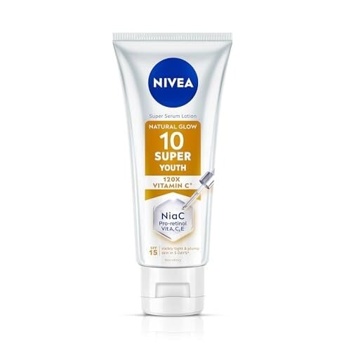 NIVEA Super 10 Youth Body Serum Lotion 170ml | Niacinamide Retinol 120X Vitamin C Body Lotion SPF15 Daily Sunscreen | Skin Tightening, Lightweight, Fast Absorbing Moisturizer | Youthful & Firm Skin in