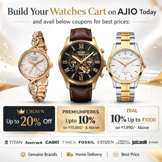 Titan, Times & More Brand Watches Min 30% Off 