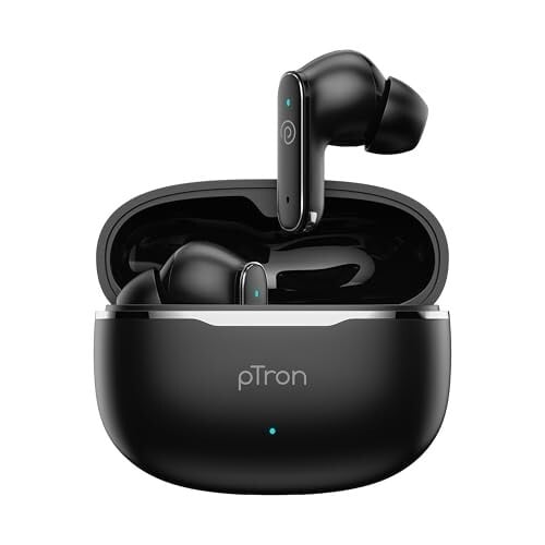 pTron Bassbuds Eon in-Ear TWS Earbuds w/ 13mm Drivers, Bluetooth v6.0 Headphones,Type C Charging & IPX5 (Black)