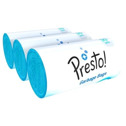 Amazon Brand - Presto! Garbage Bags | Medium | 90 Count | 30 Bags X 3 Rolls | 19 X 21 Inches | For Dry Waste | Blue