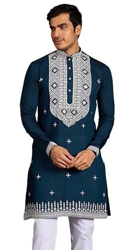 Kalaanj Men's Embroidered Silk Kurta || Only Kurta (03-MK)
