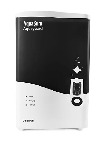 Eureka Forbes Aquasure from Aquaguard Desire 7 L RO + Minerals Water Purifier Suitable for all - Borewell, Tanker, Municipality Water (White, Black)