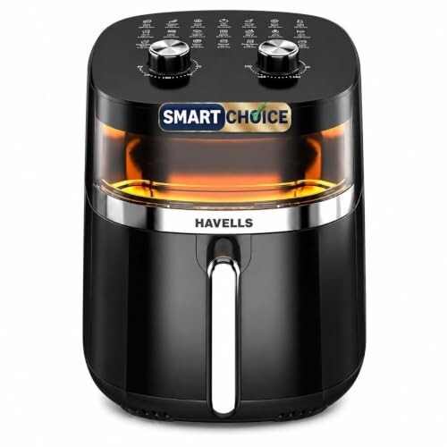 Havells Prolife Stellar Chef Smartchoice Air Fryer 5.5 Ltr|1500 Watts|See Through Window|Aerocrisp Tech: Rapid air circulation in every direction|Non Stick Silicon Coated Basket|2 Year Brand Warranty