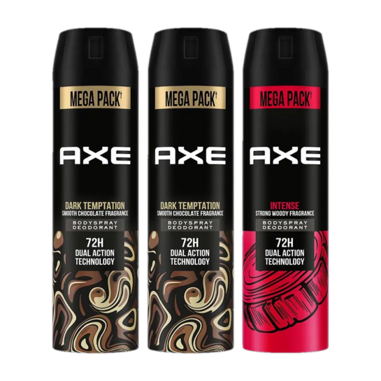 AXE Dark Temptation and Intense Deodorant Spray  -  For Men (645 ml, Pack of 3)