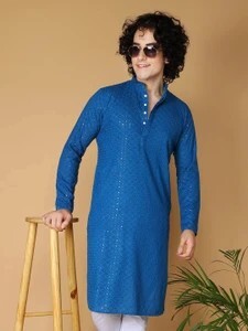 TRADITIONALLOVE Men Chikan Embroidery Kurta