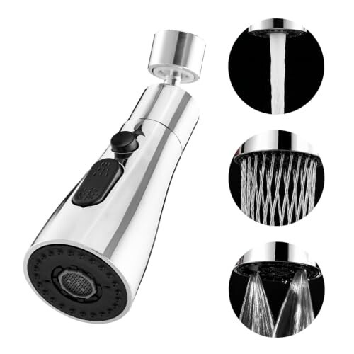 Amazon Basics Tap Extender | ABS Plastic Faucet Attachment with 3 Flow Modes | 720 Degree Rotation | for Hard-to-Reach Sink Areas [Chrome]