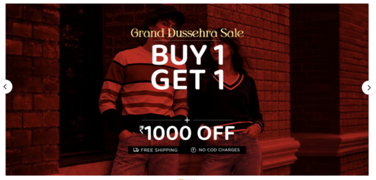 Grand Dussehra Sale | BUY 1 GET 1 GREE + 1000 OFF | Free shipping No COD Charges  