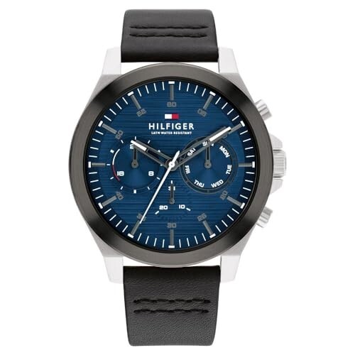 Tommy Hilfiger Blue Dial Black Colour Leather Strap Analog Watch for Men-TH1710523