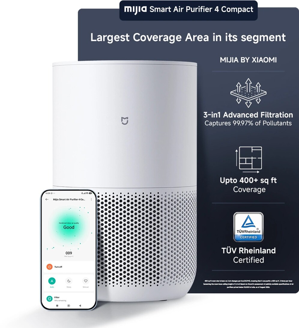 Mijia by Xiaomi Smart Air Purifier 4 Compact @ 6299 | Mijia by Xiaomi Smart Air Purifier 6 @ 16763