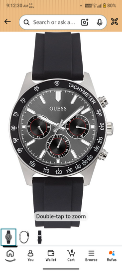GUESS Altitude Analog Watch for man with Black Round Dial & Black Silicone Strap Band Water Resistant Men's Wrist Watches - GW0332G1