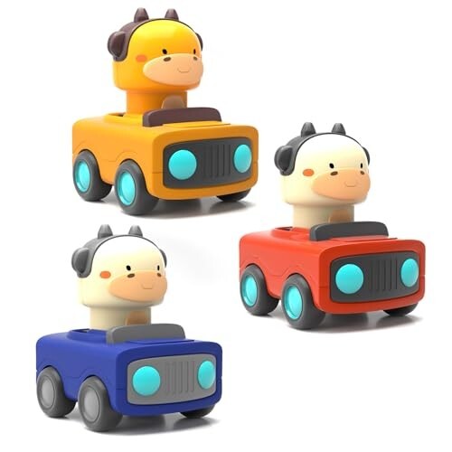 Lifelong Cuppy Animal Pack of 3 Press and Go Toy | Friction-Powered Car Vehicles for Toddlers | 1+ Year Toy Cars for Kids | No Batteries | BPA-Free | Safe Rounded Edges | Gift for Boys & Girls (LLCPGA01)