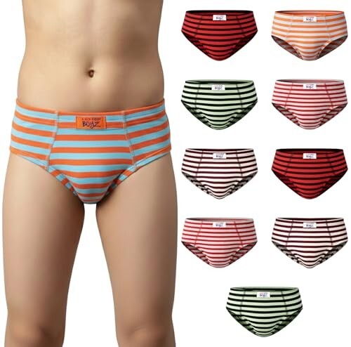 Lux Cozi Boy's Super Combed Cotton Inner Elastic Stripe Brief for Kids |Stripe Brief for Boys |Brief for Boys|Boys Innerwear (Color & Prints May Vary)