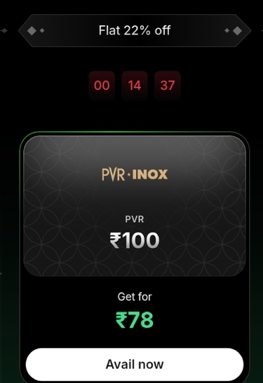 Hubble - Pvr 22% off on 100gv get at Rs78