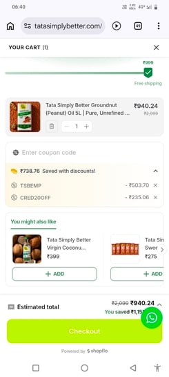 Tata simply better oil @ 56%