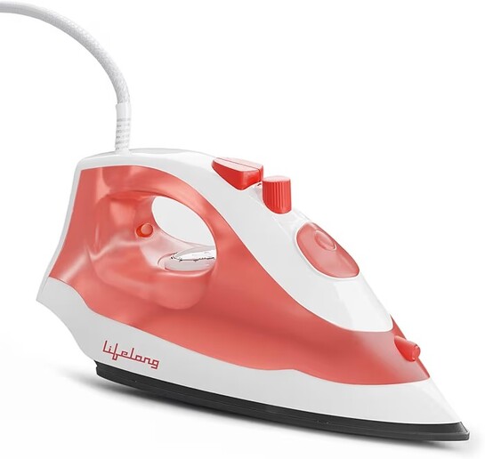 Lifelong Steam Iron for Clothes | 1300W Iron Press with Vertical Steaming & Non-Stick Soleplate