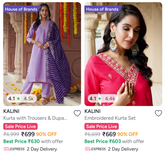 Up to 90% Off - Kalini kurta sets