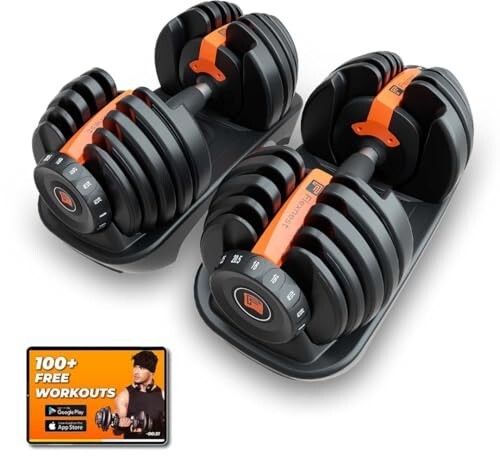 Flexnest Adjustable Iron Dumbbells Set, Designed-in-Germany, Easy Weight Adjustment (2.5Kg-24Kg), 24Kg, Set of 2 (Black)