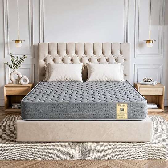 Shayan Orthopedic Memory Foam Mattress | 4 inch Queen Size | HR Foam Support with Motion Isolation |  78x60x4 Inches Grey.