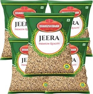 J.S. Dhanush Baan 100% Natural & Premium Cumin Seeds (Jeera) 500g (Pack of 5-100g Each)