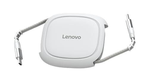 Lenovo 240W USB-C Retractable Cable, 4ft, 5W–240W Adaptive Charging, GaN Charger Compatible