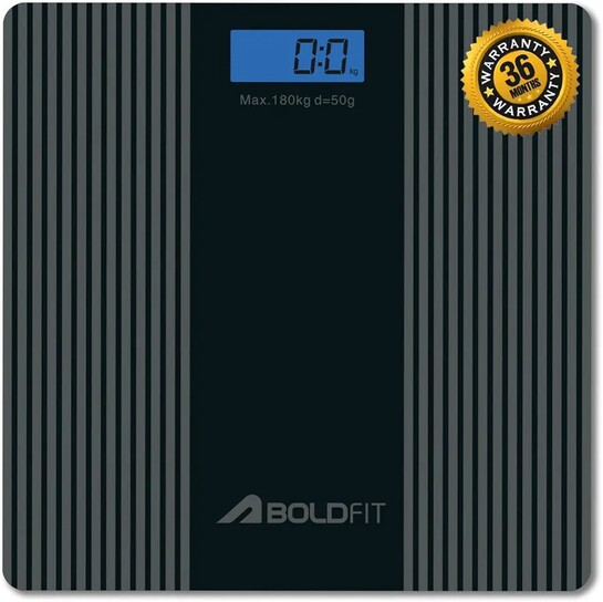 Boldfit Weight Machine for Home Digital Weighing Machine for Human Body with LCD Display Max Weight Capacity 180Kgs (Batteries Not Included) 