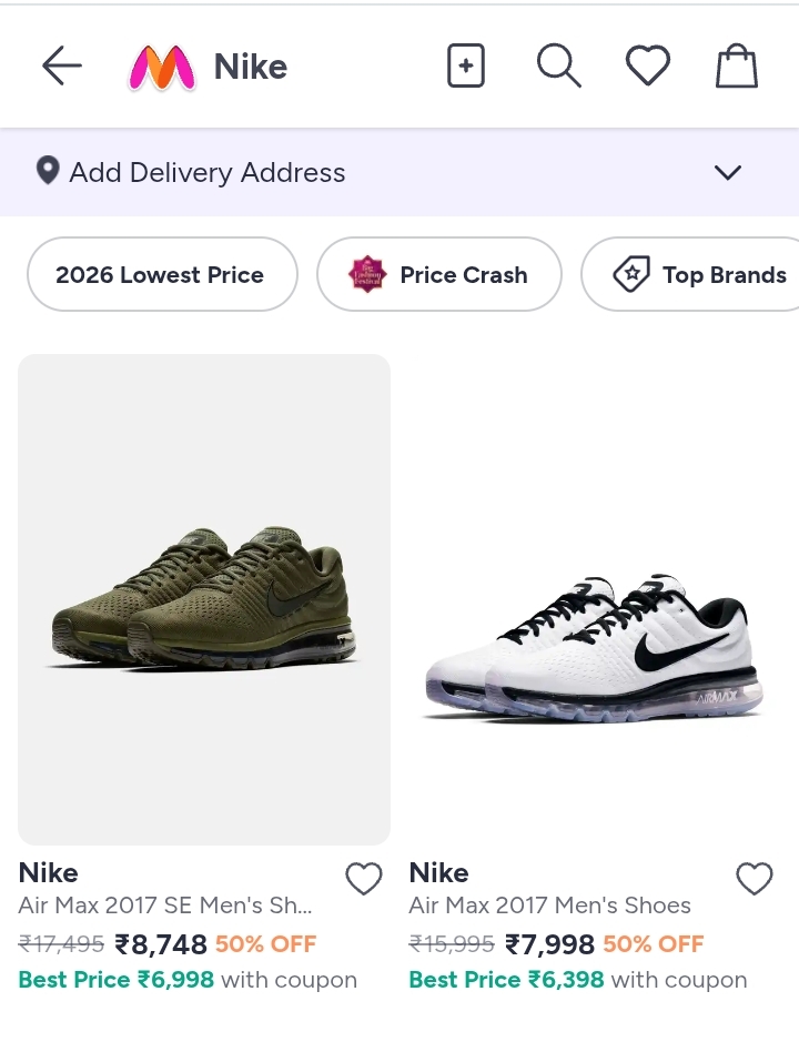 Nike Shoes/Sneakers Upto 50% Off + 10% Off With Coupon + 20% Off On Buying 3