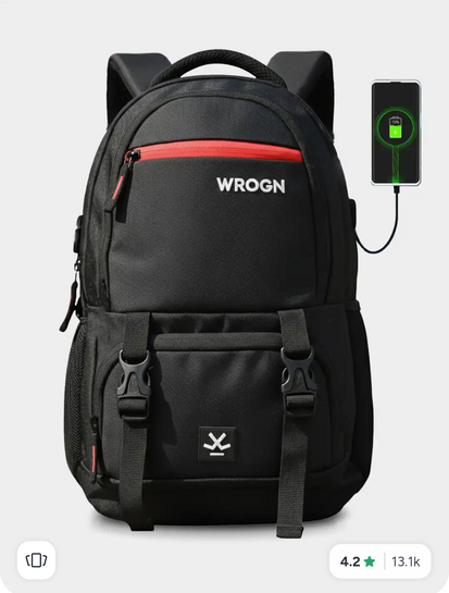Wrogn Backpack with USB Charging 