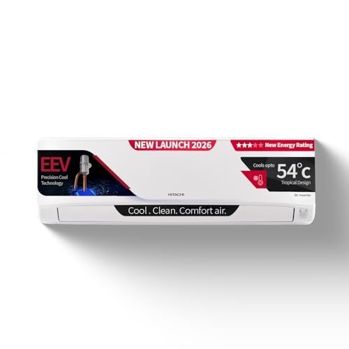 Hitachi Smart Choice 2 Ton 3 Star, New Star rated, Inverter Split AC 