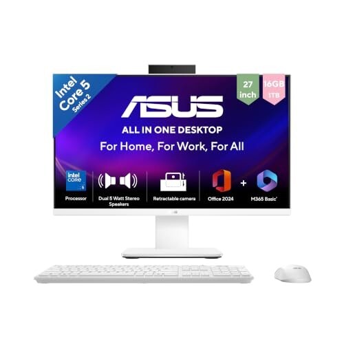 ASUS V470 (2026),i5-14th Gen,Intel Core 5 210H,Intel iGPU,16GB/1TB,FHD,27"(68.58 cm),Windows 11,M365 Basic(1Y),Office 24,White,7.07 Kg,V470VA-KWC5004WS,with Wireless Keyboard & Mouse,All in One PC