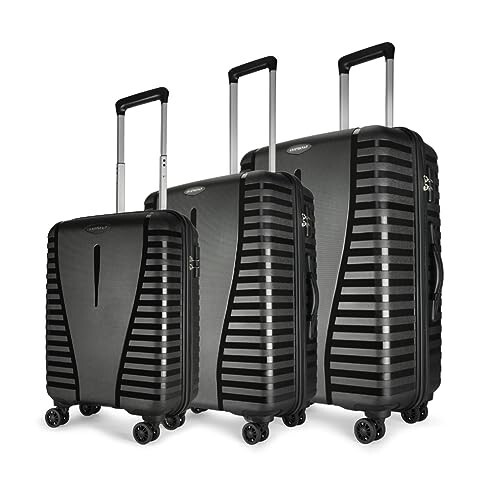 Aristocrat Airpro Set of 3 (Cabin+Medium+Large) Trolley Bags, Jet Black