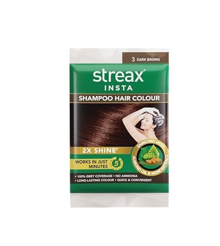 Streax Insta Shampoo Hair Colour - Dark Brown, 25ml (Pack of 1)