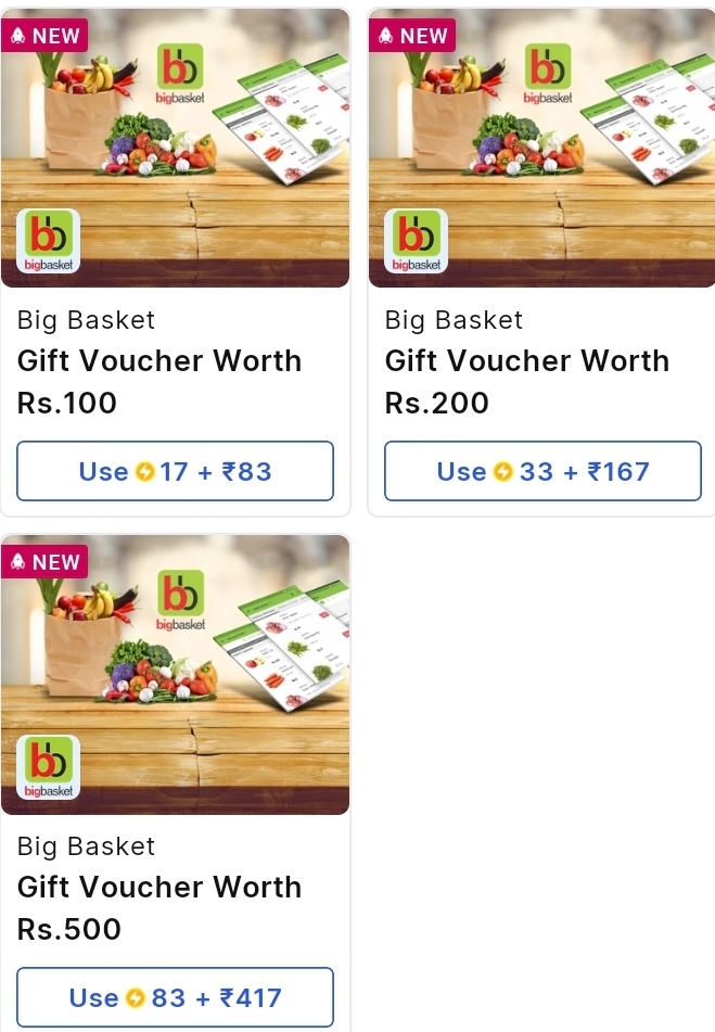 Flipkart supercoin - 17% off on Bigbasket gift card