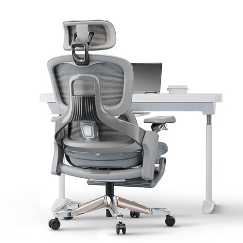 DROGO Mesh Ergo Flow Luxury Ergonomic Office Chair for Work from Home with Patented Flow Technology,4D Armrest with Wired Cable Mechanism,3D Headrest & Lumbar Support,Gaming Chair with Recline (Grey)